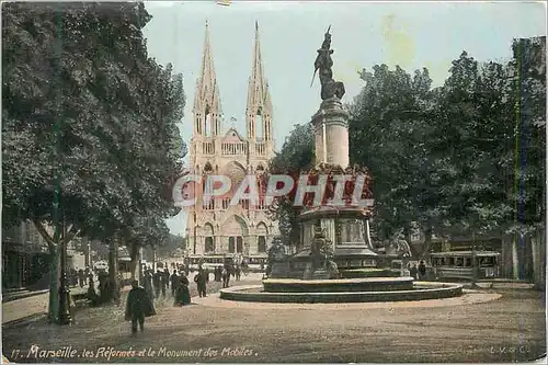 Cartes postales Marseille les Reformes et le Monument des Mobiles Tramway