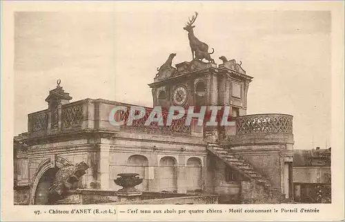 Ansichtskarte AK Chateau d'Anet Cerf Tenu au Abois par Quatre Chiens