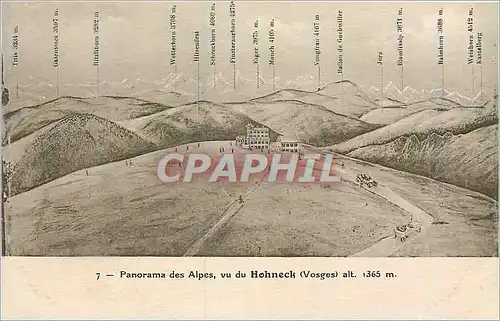 Ansichtskarte AK Panorama des Alpes vu du Hohneck (Vosges) Alt 1365 m