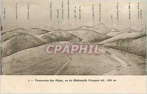 Cartes postales Panorama des Alpes vu du Hohneck (Vosges) Alt 1365 m