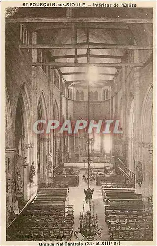 Ansichtskarte AK St Pourcain sur Sioule Interieur de l'Eglise Grande Nef Centrale (XIe et XIIIe S)