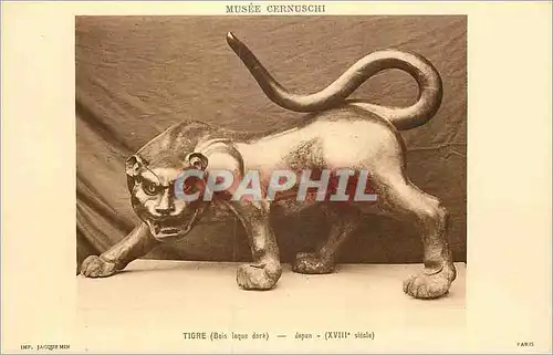 Cartes postales Musee Cernuschi Tigre (Bois Laque) dore Japon (XVIIIe Siecle)
