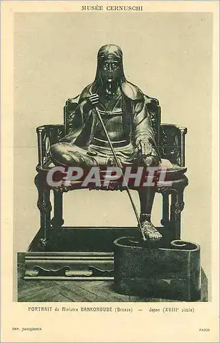 Cartes postales Musee Cernuschi Portrait du Ministre Bankoroube (Bronze) Japon (XVIIIe Siecle)