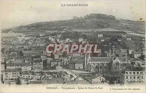 Cartes postales La Champagne Epernay Vue Generale Eglise St Pierre St Paul
