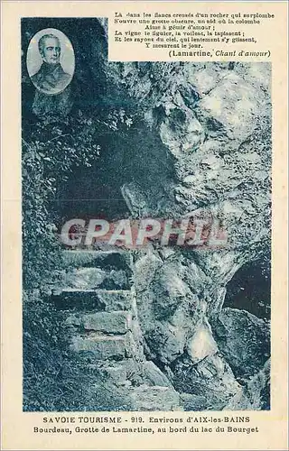 Cartes postales Savoie Tourisme 919 Environs d'Aix les Bains Bourdeau Grotte de Lamartine au Bord du Lac du Bour