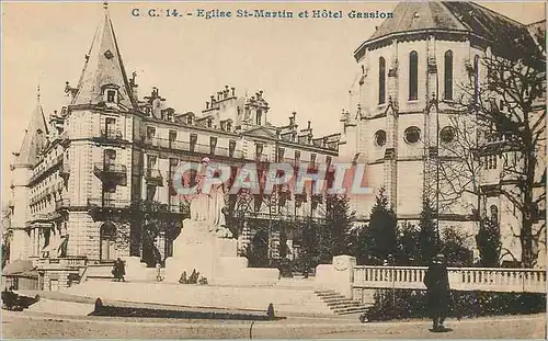 Ansichtskarte AK Eglise St Martin et Hotel Gassion