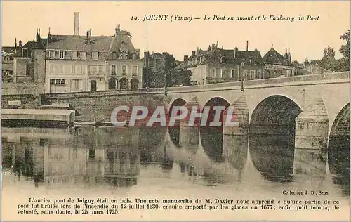 Cartes postales Joigny (Yonne) Le Pont en Amont et Faubourg du Pont
