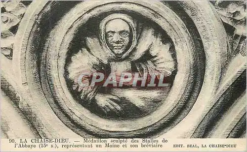 Cartes postales La Chaise Dieu Medaillon Sculpte des Stalles de L'Abbaye (15e S)