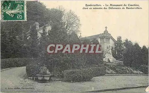 Cartes postales Rambervillers Le Monument du Cimetiere Eleve en Memoire des Defenseurs de Rambervillers