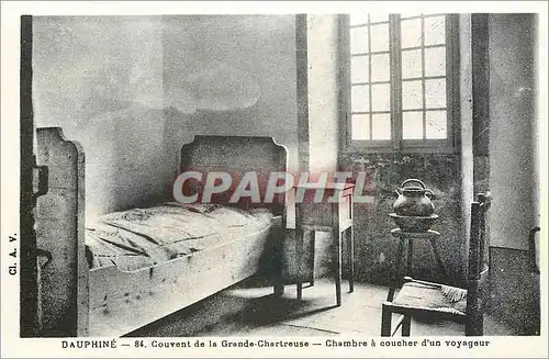 Cartes postales Dauphine Couvent de la Grande Chartreuse Chambre a Coucher d'un Voyageur