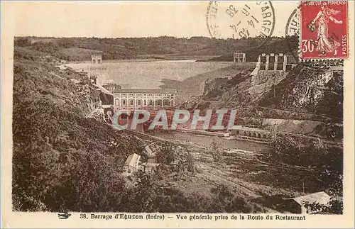 Ansichtskarte AK Barrage d'Eguzon (Indre) vue Generale prise de la Route du Restaurant