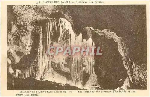 Cartes postales St Cesaire (AM) Interieur des Grottes Interieur de l'Alcove(Les Colonnes)