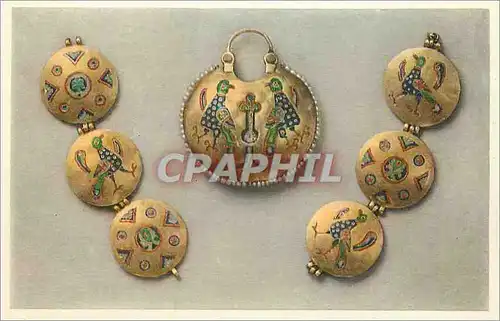 Cartes postales moderne Earring and Parts of a Necklace Gold with CLoisonne Enamel Russo Byzantine XI XII Century the Me