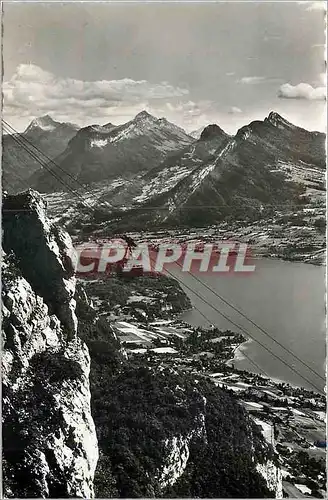 Cartes postales moderne Lac D'Annecy Le Teleferique du Mont Veyrier et les Montagnes des Bauges