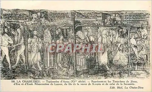 Cartes postales La Chaise Dieu Tapisserie d'Arras (XVe Siecle) Representant La Tentations de Jesus
