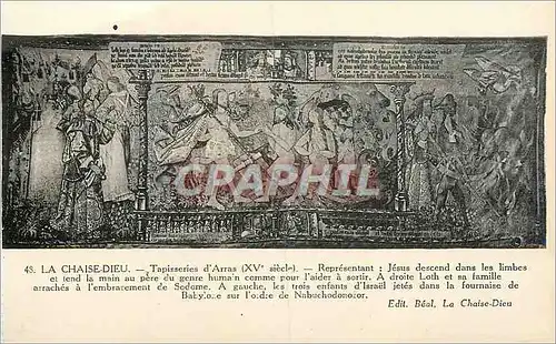 Cartes postales La Chaise Dieu Tapisserie d'Arras (XVe Siecle) Representant Jesus Descend dans les Limbes et Ten