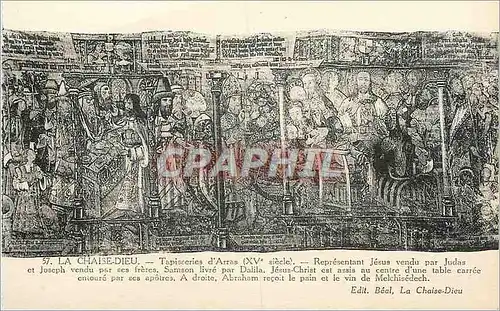 Cartes postales La Chaise Dieu Tapisserie d'Arras (XVe Siecle) Representant Jesus vendu par Judas et Joseph Vend
