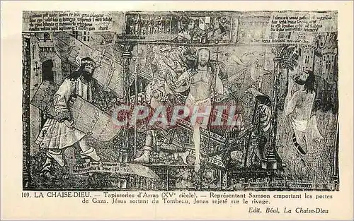 Cartes postales La Chaise Dieu Tapisserie d'Arras (XVe Siecle) Representant Samson Emportant les Portes de Gaza