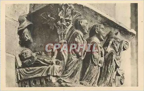 Cartes postales Eglise de Cunault (M et L) Enterrement de Saint Philibert Bas Relief XIIIe S