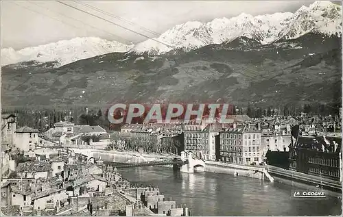 Moderne Karte Grenoble (Isere) Le Pont Suspendu La Chaine de Belledonne