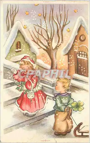 Cartes postales Enfants Luge