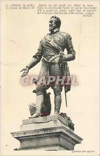 Ansichtskarte AK Nerac (L et G) La Statue de Henri IV