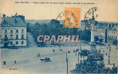 Cartes postales Nantes Place Louis XVI et Cours Saint Andre Pris de la Cathedrale Tramway