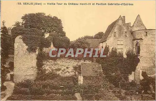 Cartes postales Senlis (Oise) Vieille Tour du Chateau Henri IV et Pavillon Gabrielle d'Estrees