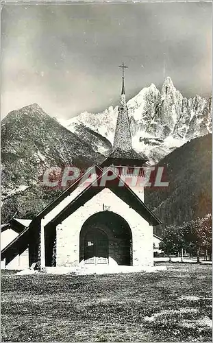 Moderne Karte Chamonix Mont Blanc Chapelle des Praz Aiguilles du Dru et Verte