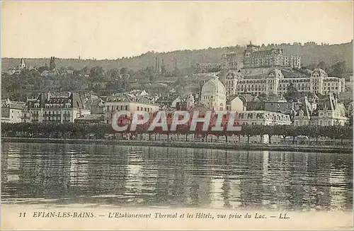 Cartes postales Evian les Bains L'Etablissement thermal et les Hotels vue Prise du Lac