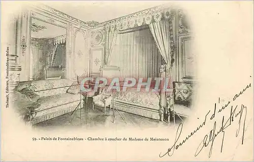 Ansichtskarte AK Palais de Fontainebleau Chambre a Coucher de Madame de Maintenon (carte 1900)