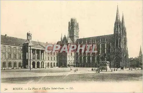 Cartes postales Rouen La Place et L'Eglise Saint Ouen