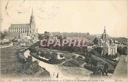 Ansichtskarte AK Bon Secours (Seine Inferieure) L'Eglise et le Monument de Jeanne d'Arc