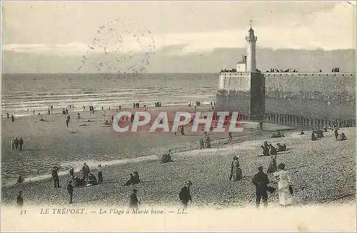 Cartes postales Le Treport La Plage a Maree Basse Phare