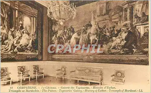 Cartes postales Compiegne Le Chateau Galerie des Tapisseries Histoire d'Esther