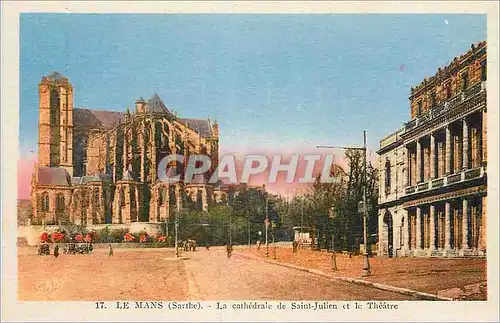 Cartes postales Le Mans (Sarthe) La Cathedrale La Saint Julien et la Theatre