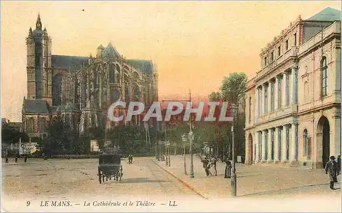 Cartes postales Le Mans La Cathedrale et le Theatre