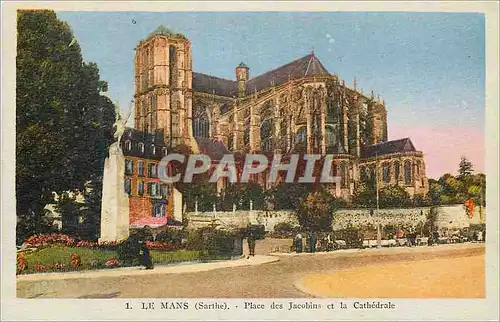 Ansichtskarte AK Mans (Sarthe) Place des Jacobins et la Cathedrale