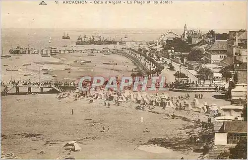 Ansichtskarte AK Arcachon Cote d'Argent La Plage et les Jetees