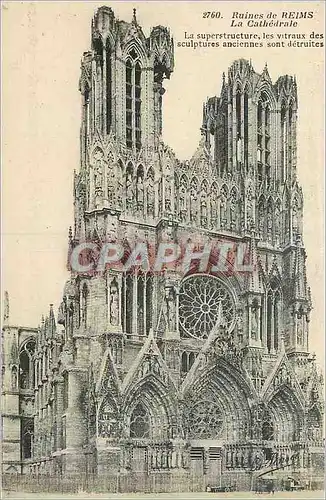 Cartes postales Ruines de Reims la Cathedrale