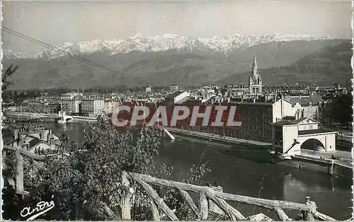 Moderne Karte Les Belles Alpes Francaises Grenoble Vue Generale et La Chaine des Alpes