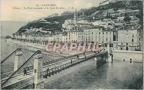 Ansichtskarte AK Grenoble L'Isere Le Pont Suspendu et le Quai Perriere