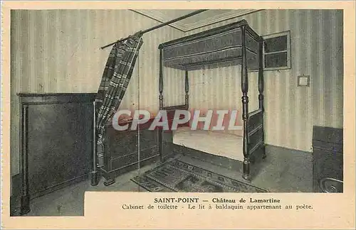 Ansichtskarte AK Saint Point Chateau de Lamartine Cabinet de Toilette Le Lit a Baldaquin Appartenant au Poete