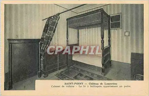 Cartes postales Saint Point Chateau de Lamartine Cabinet de Toilette Le Lit a Baldaquin Appartenant au Poete