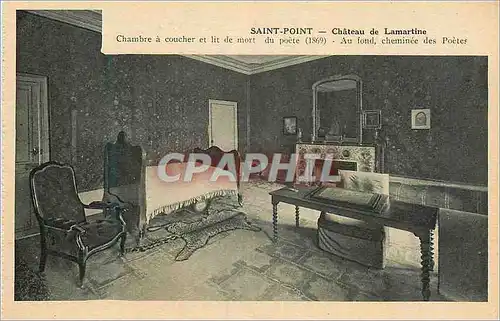Cartes postales Saint Point Chateau de Lamartine Chambre a Coucher et lit de Mort duPoete (1869)