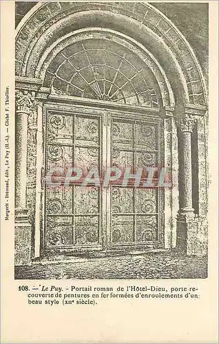 Cartes postales Le Puy Portail Roman de l'Hotel Dieu Porte Recouverte de Penture en Fer