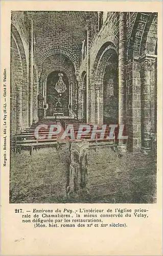 Cartes postales Environs du Puy L'Interieur de l'Eglise Prieurale de Chamalieres La Mieux Conservee du Velay