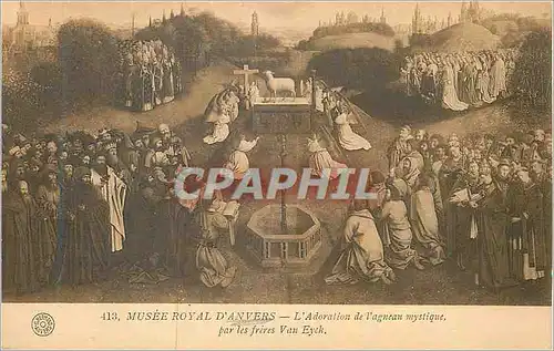 Cartes postales Musee Royal d'Anvers l'Adoration de L'Agneau Mystique par les Freres Van Eyck