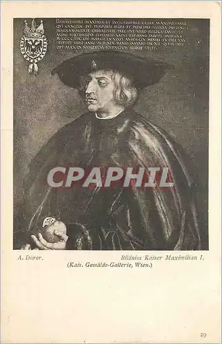 Ansichtskarte AK A Durer Bildniss Kaiser Maximilian (Kais Gemalde Gallerie Wien)