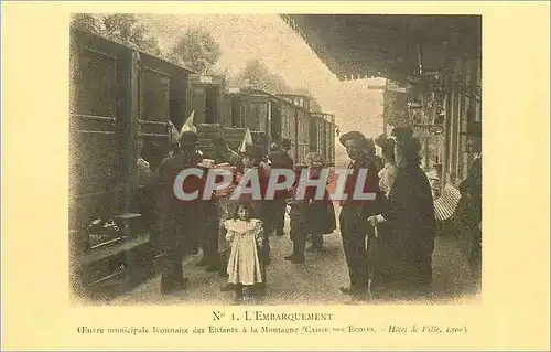 REPRO L'Embarquement Oeuvre Municipale Lyonnaise des Enfants a la Montagne